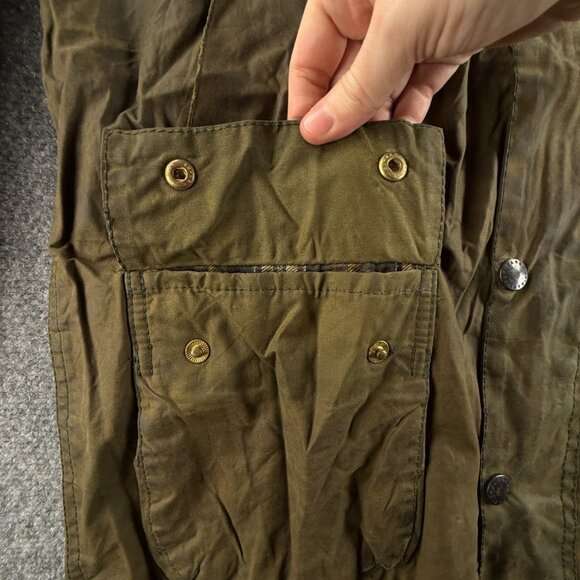 Barbour Bedale A100 Green Size 36 Waxed Jacket Men Outdoors Snap Zip Hunting - Picture 8 of 16